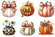 Watercolor Fall Bow Pumpkins Clipart, an Illustration by Libby Wishes (Thumbnail 2 of 7)