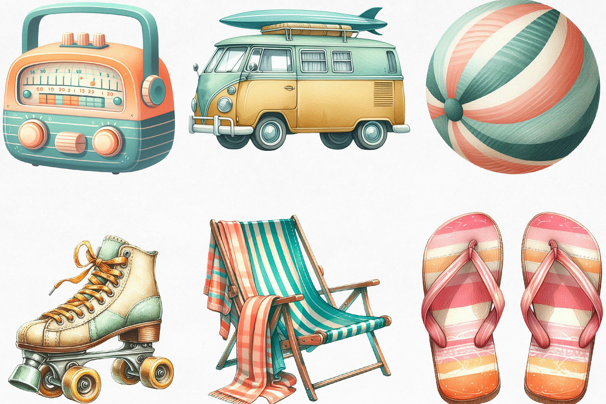 Watercolor Summer Vibe Clipart, an Illustration by Designking (Photo 2 of 4)