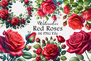 Red Roses Clipart, Rose Flowers PNG, an Illustration by Dream Creation (Thumbnail 1 of 6)