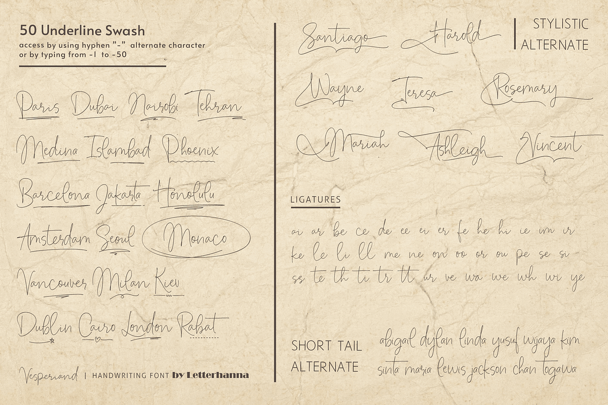 Vesperiand Handwriting Font, a Handwritten Font by Letterhanna Studio (Photo 10 of 13)