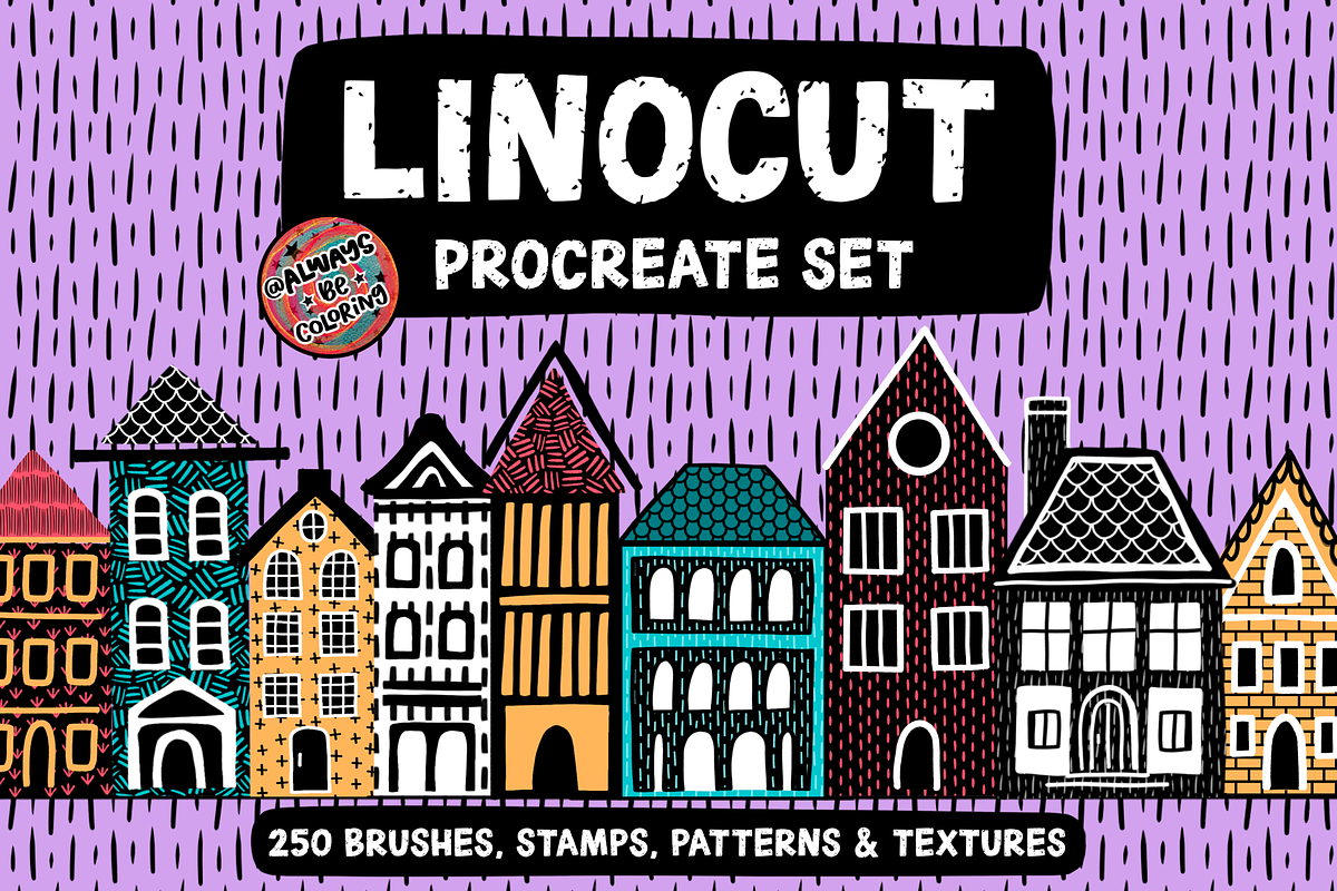 Procreate Linocut Brush Bundle, a Brush Add-On by AlwaysBeColoring (Photo 1 of 11)