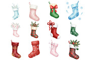 Christmas Stockings Clipart Set PNG, an Illustration by SinaCreation (Thumbnail 2 of 7)