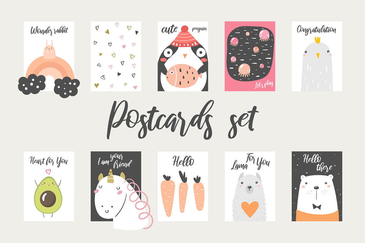 Postcards with animals, an Animal Illustration by Veresk (Photo 1 of 12)