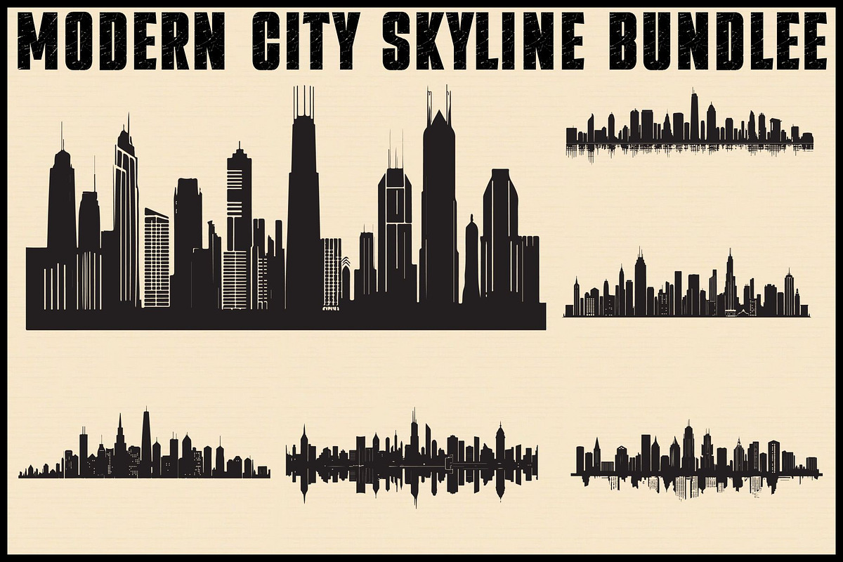 Modern City Skyline Vector Bundle, an Illustration by abu67222 (Photo 4 of 7)