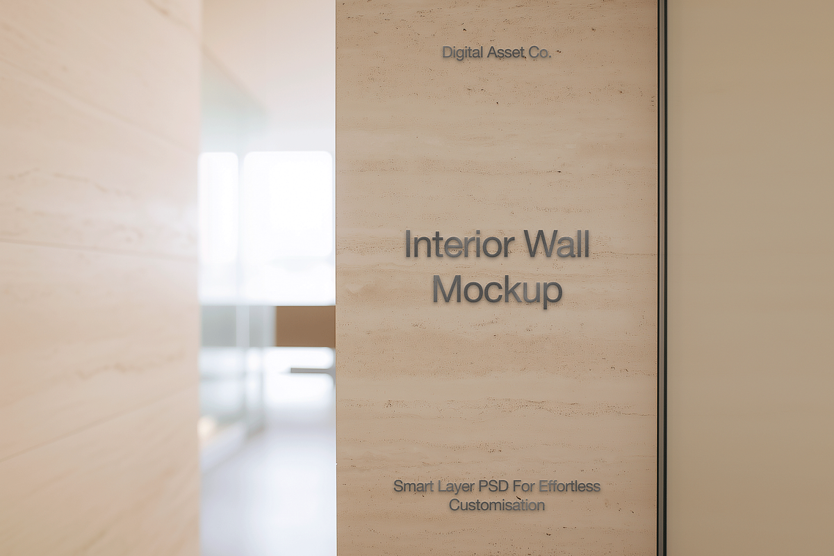 Interior Wall Logo Mockup PSD, an Advertising Mockup by Digital Asset Co (Photo 1 of 7)