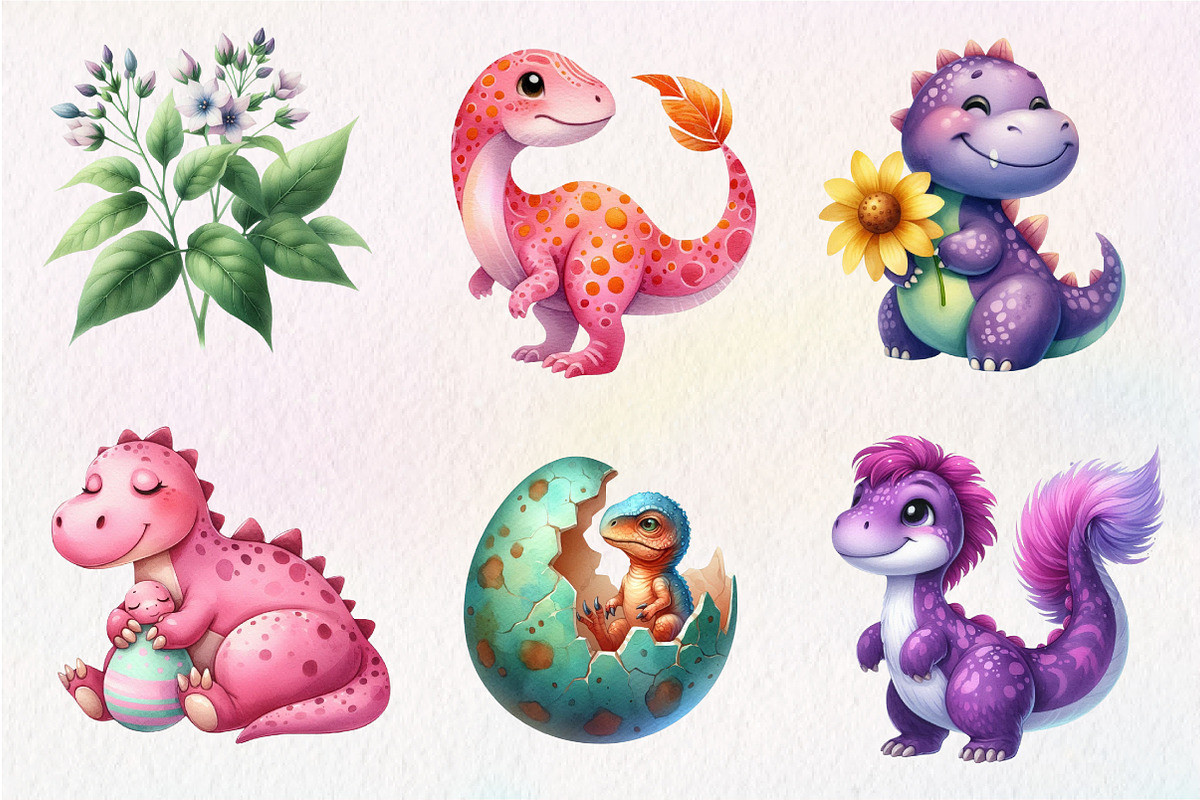 Dinosaurs watercolor clipart, an Illustration by CreationArt (Photo 2 of 5)