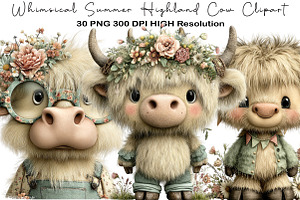 Whimsical Summer Highland Cow, an Illustration by Black Bird Studio