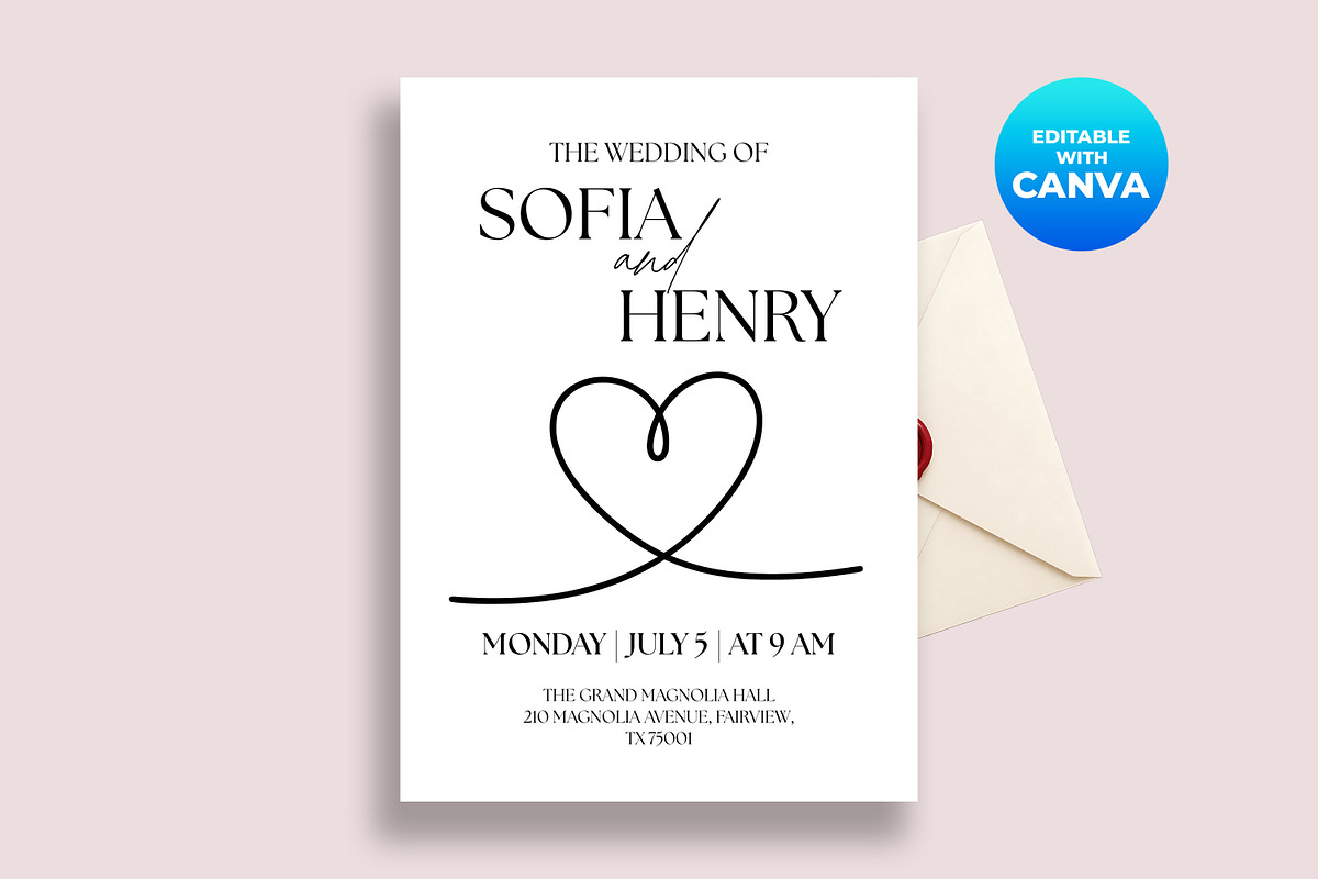 Minimalist Wedding Invitation Canva, an Invitation Template by M9 Design (Photo 1 of 5)