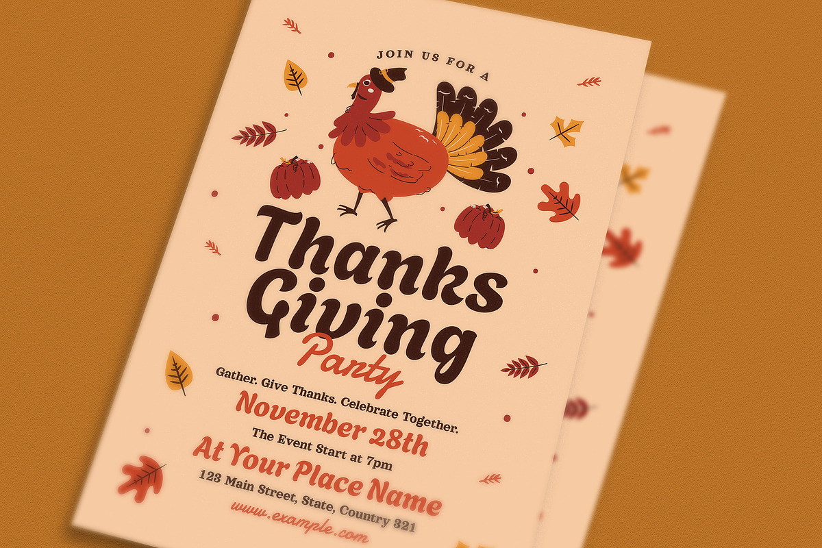 Retro Thanksgiving Event Flyer, a Flyer Template by Guuver (Photo 3 of 3)
