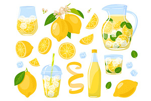 Lemons and lemonade. Juicy citrus, a Food Illustration by YummyBuum