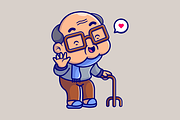 Cute Grandfather Walking With Cane, a Person Illustration by Catalyst Labs (Thumbnail 1 of 3)