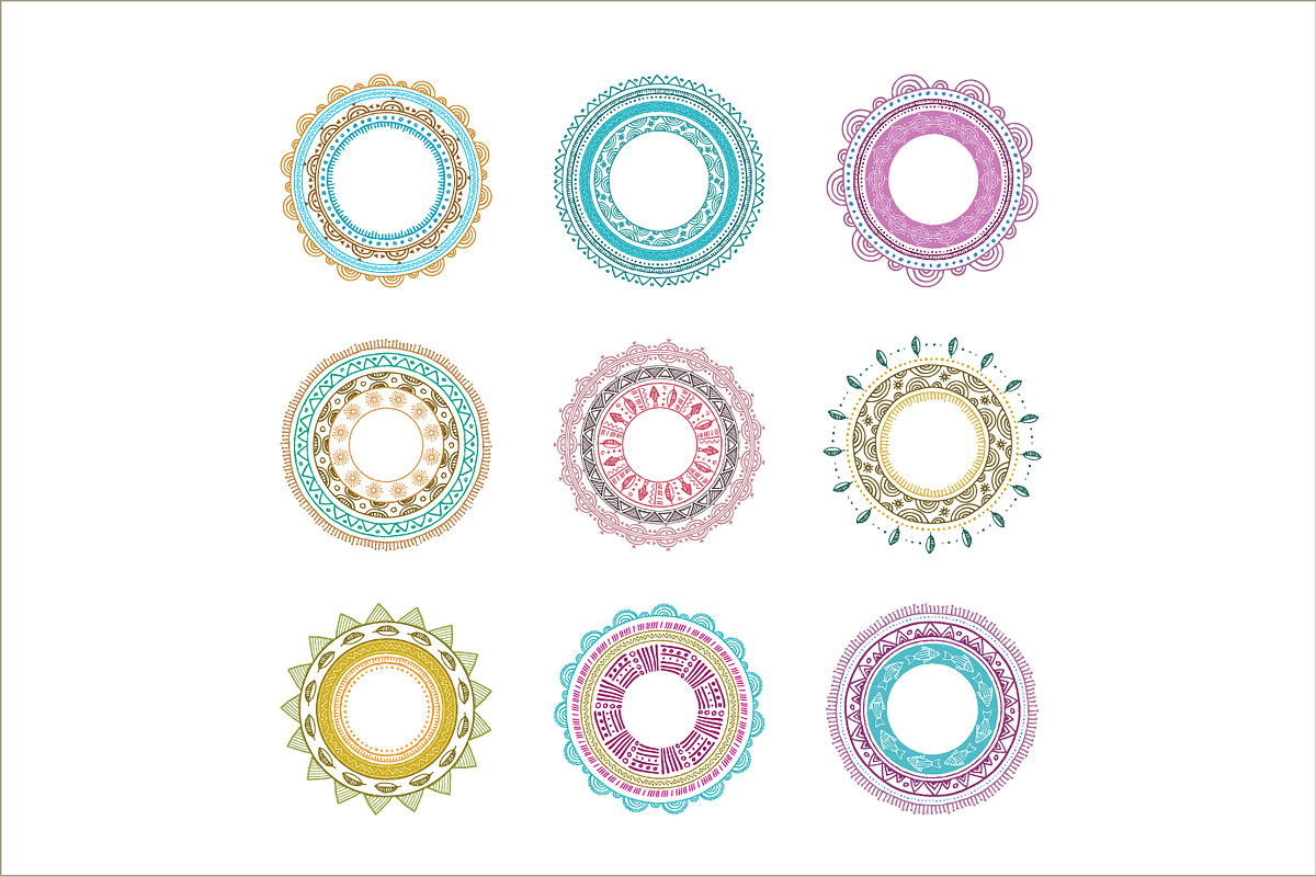 9 Tribal Mandalas, Frames, Patterns preview 2