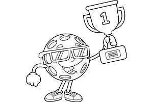 Pickleball Character Holding Trophy, an Illustration by HitToon