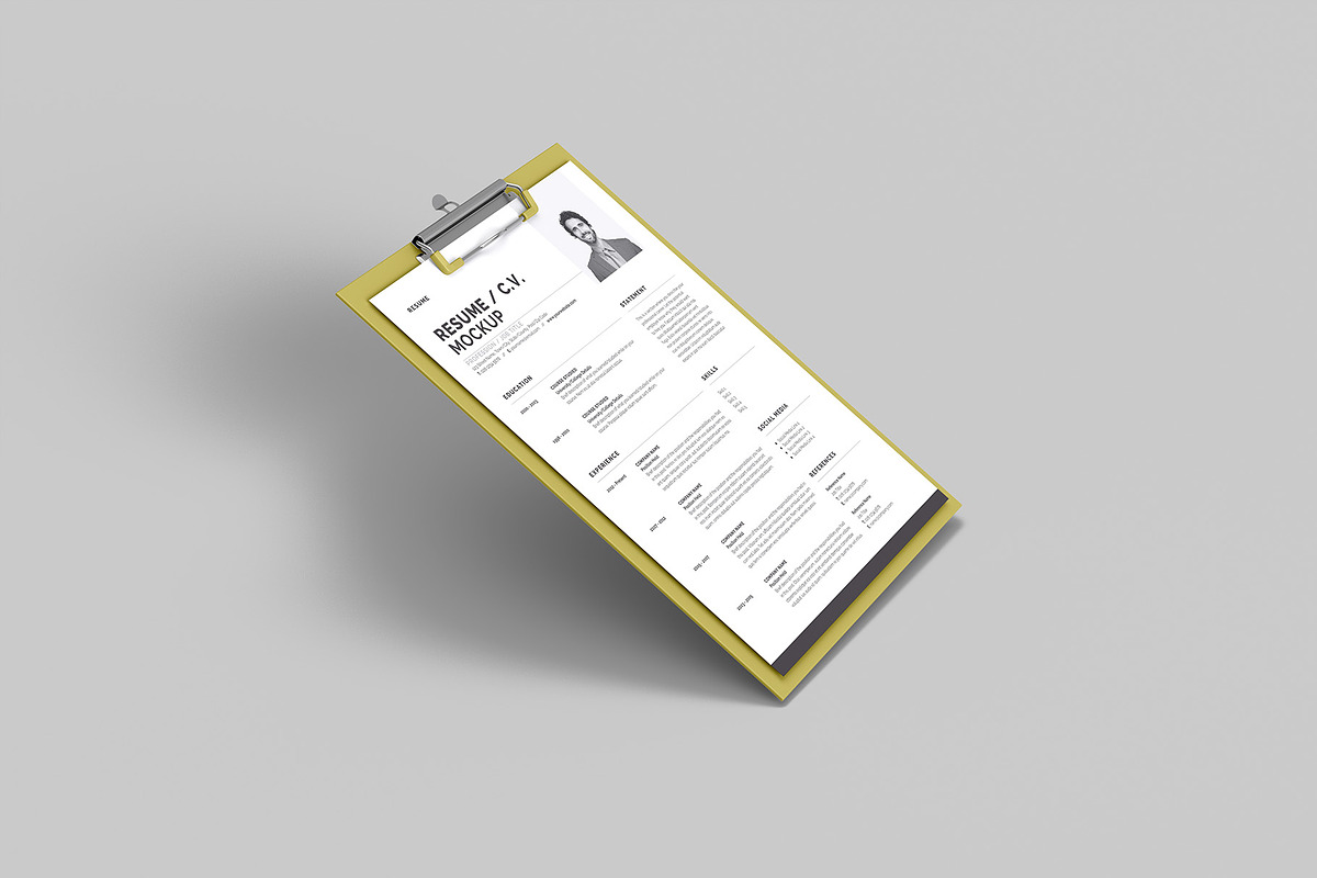 Resume - Curriculum Vitae Mockup, an Advertising Mockup by Illusiongraphic (Photo 6 of 22)