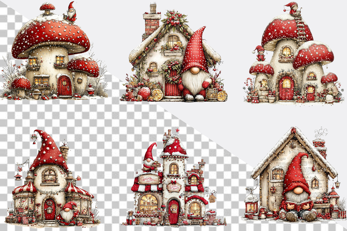 Whimsical Christmas House Clipart Bu, an Illustration by SVGArt (Photo 6 of 8)