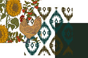 Sunflowers Cranberries and Hen, a Pattern Graphic by NayaChu (Thumbnail 4 of 9)