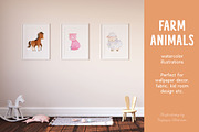 Watercolor farm animal clipart, an Animal Illustration by Watercolor Nastasia Art (Thumbnail 10 of 12)