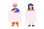 Happy cute children with banners set, a Person Illustration by Good Studio (Thumbnail 3 of 6)