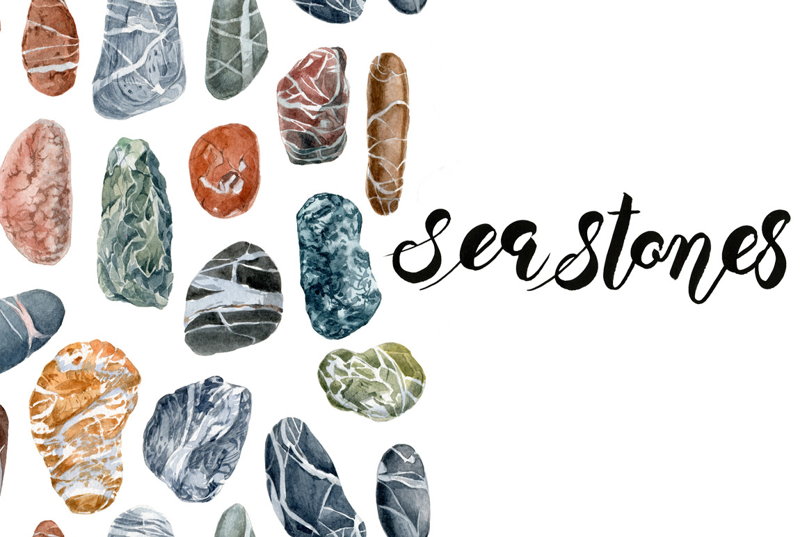Sea stones, a Decorative Illustration by Watercolor life