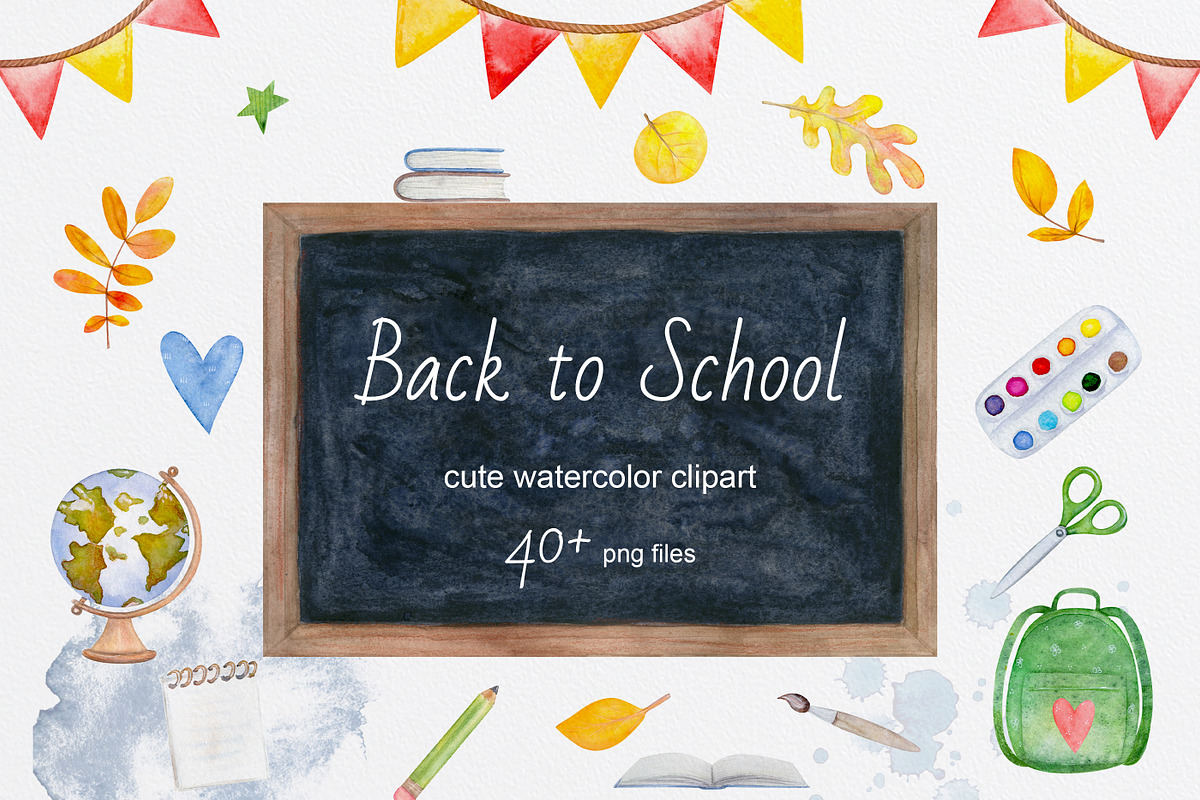 Watercolor School Clipart PNG, an Object Graphic by NataliArkushArt (Photo 1 of 7)