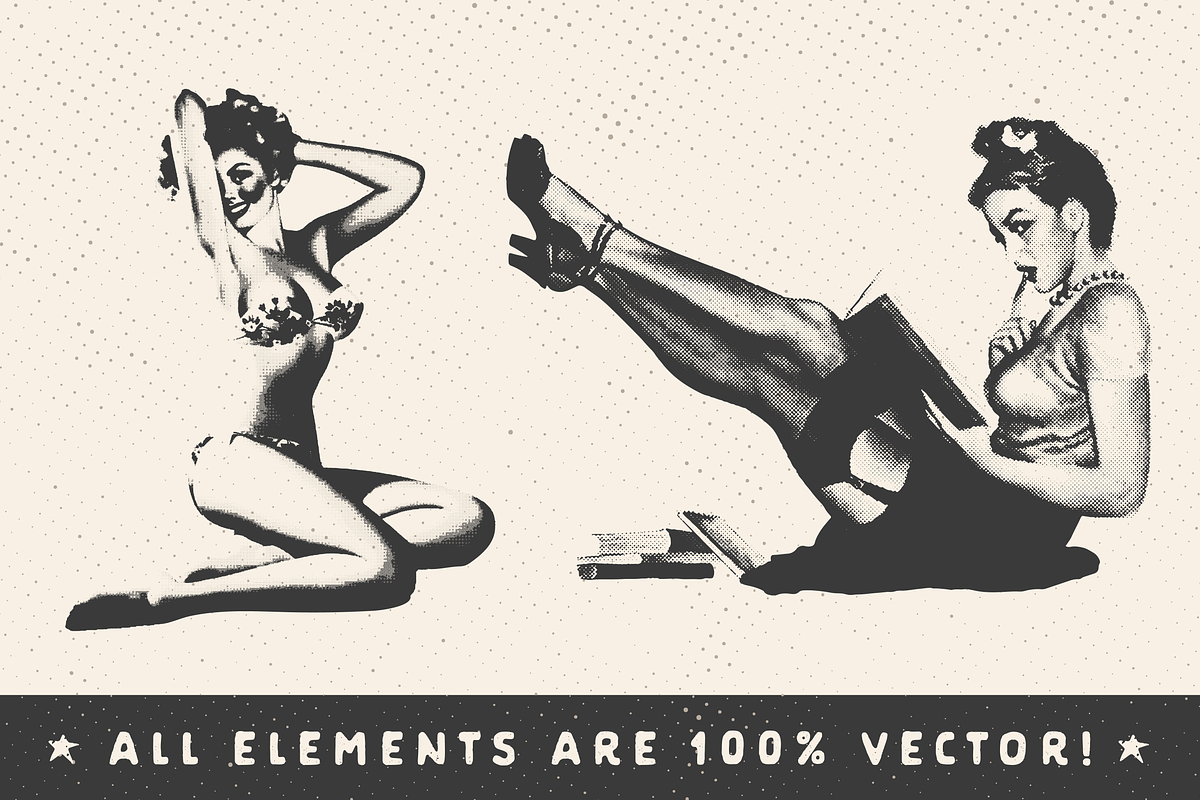 Retro Halftone Pinup Girl Pack, a Graphic by Chad Alan Steinborn (Photo 5 of 5)