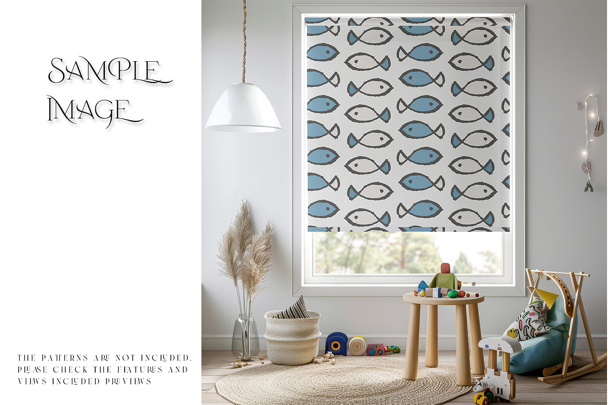 Nursery Roll Blinds & Pillow Mockups, a Household Mockup by mock-ups (Photo 14 of 14)