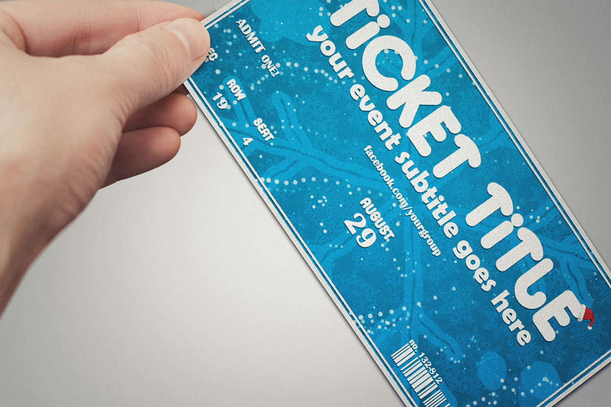 Blue Christmas ticket template, a Card Template by Tzochko (Photo 2 of 5)
