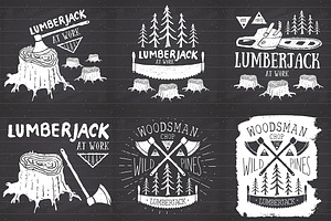 Lumberjack Illustrations Set