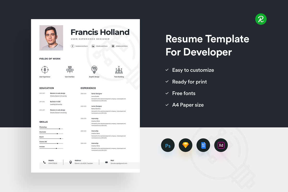 Resume Template For Designer, a Resume Template by Luova Studio