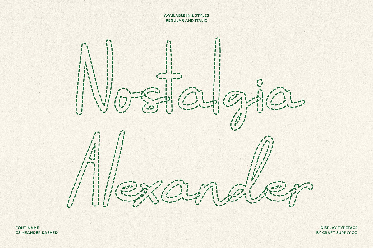 CS Meander Dashed, a Script Font by Craft Supply Co. (Photo 5 of 8)