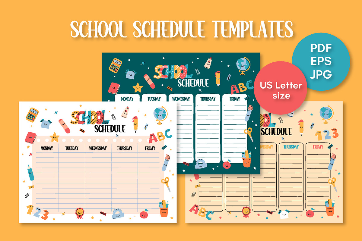 School Schedule Printable Templates, a Stationery Template by AnnaViolet_store (Photo 1 of 4)