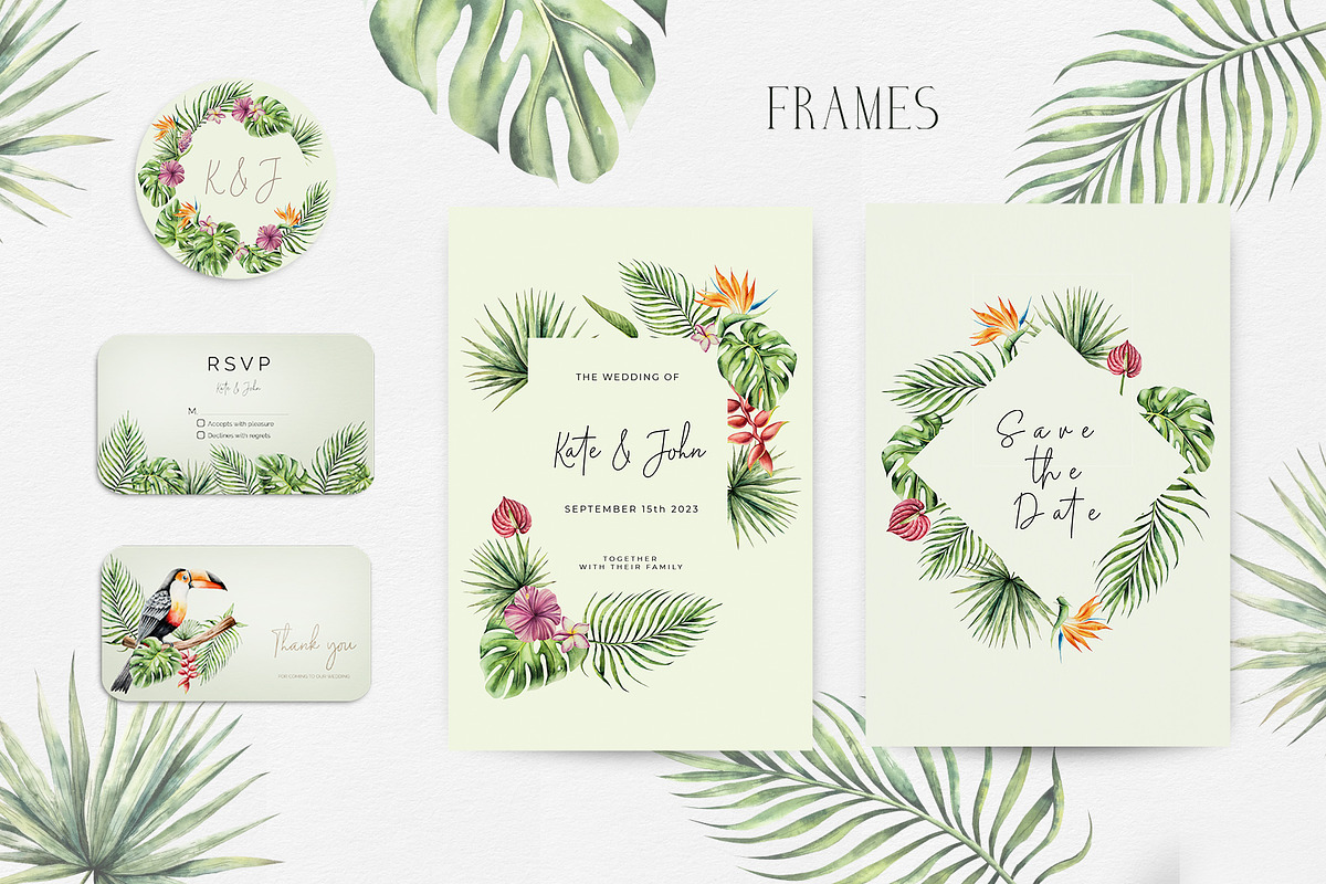 TROPICAL FOREST - Watercolor set, an Animal Illustration by Navenzeles (Photo 5 of 16)