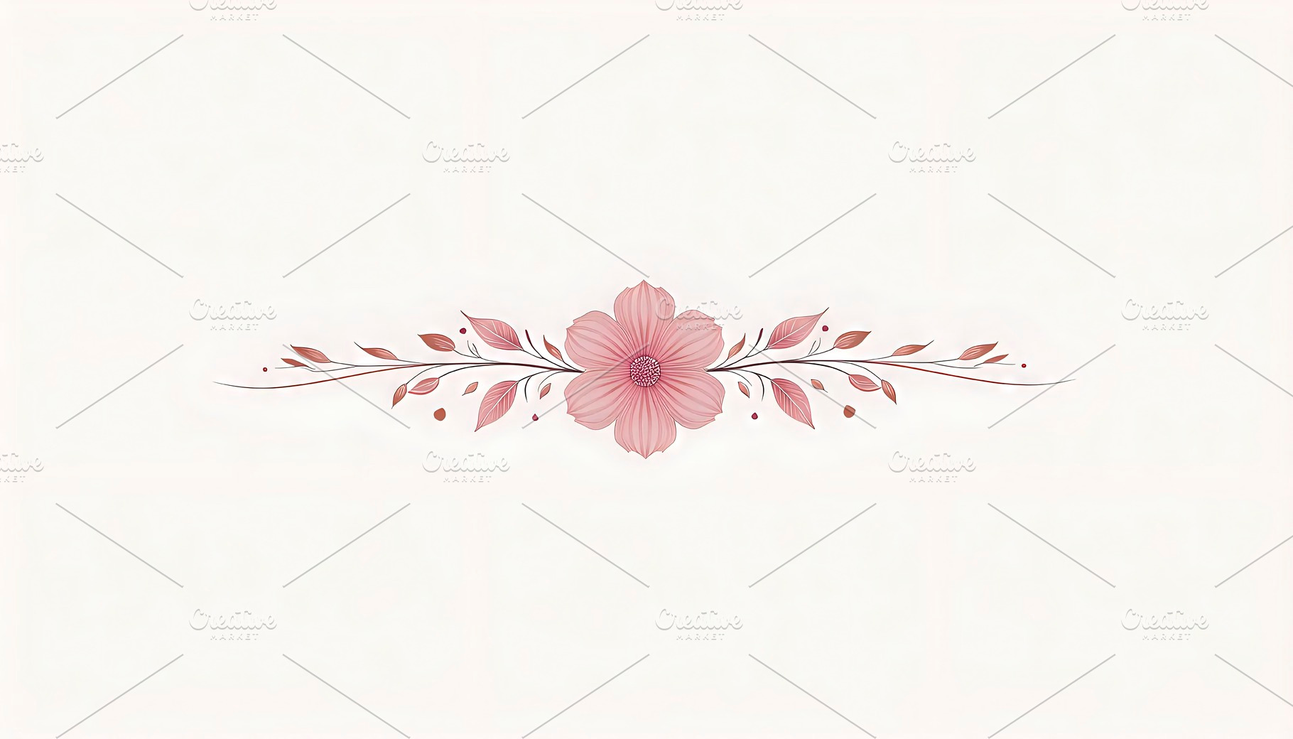 Elegant Pink Floral Ornament With Co, a Photo by LOGOCREATIVE
