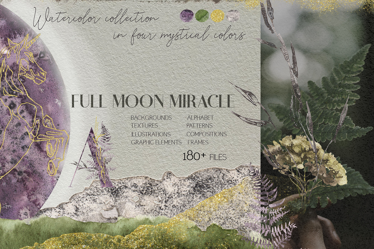 -25% Full Moon Miracle Watercolor, an Object Graphic by Cat In Colour (Photo 1 of 12)