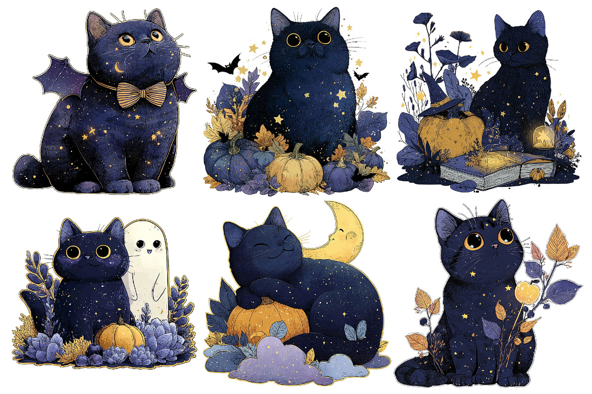 Whimsical Halloween Black Cat PNG, a Seasonal Illustration by Creative Art (Photo 4 of 7)