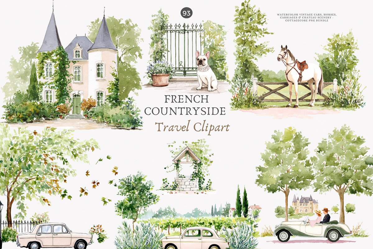 France with this French Countryside, a Decorative Illustration by Patishop Art (Photo 2 of 10)