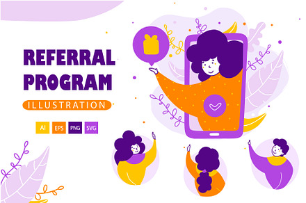 Referral program - Cartoon Illustra