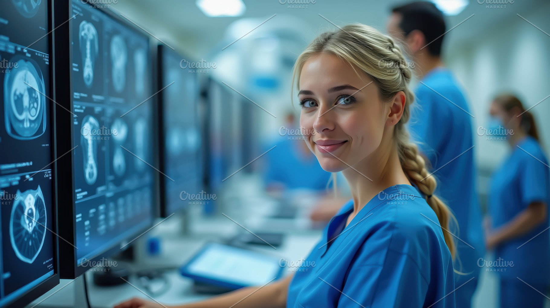 Radiologist woman analyzing medical, a Health & Medical Photo by angellodeco