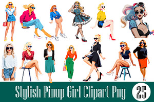 Stylish Pinup Girl Clipart PNG, an Illustration by Wow Magic