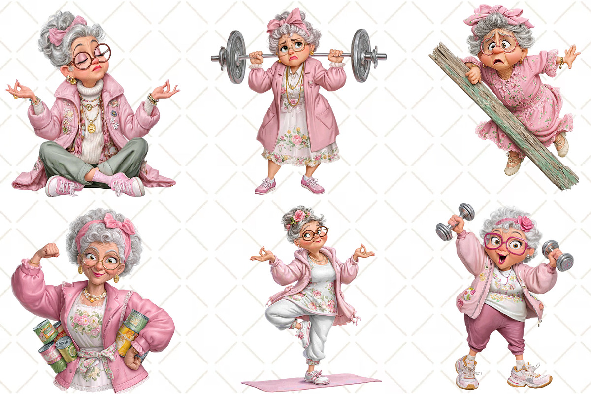 Funny Fitness Grandma Clipart, an Animal Illustration by Black Bird Studio (Photo 4 of 6)