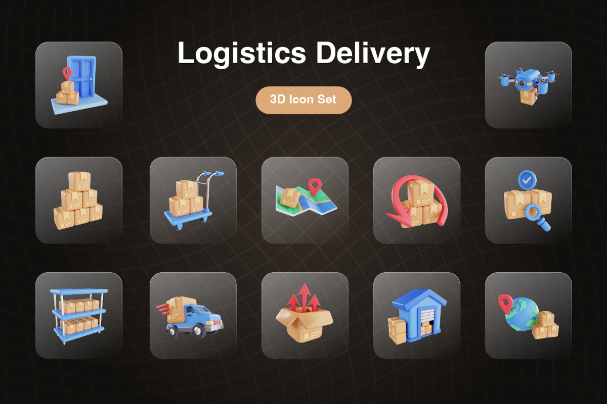 Logistics 3D Icons Set, an Object 3D Model by Kmg Design (Photo 2 of 3)