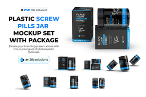 Plastic Screw Cap Mockup with Packet, a Cups & Container Mockup by artBit Design Studio