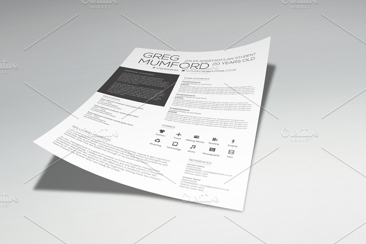 Catwalk CV Template, a Resume Template by Valeur Design (Photo 2 of 4)