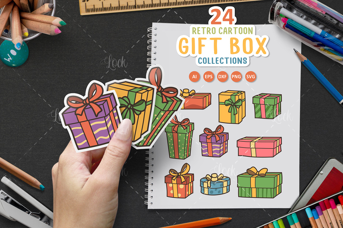 Set of gift box sticker design, a Graphic by Allmostudio (Photo 1 of 4)
