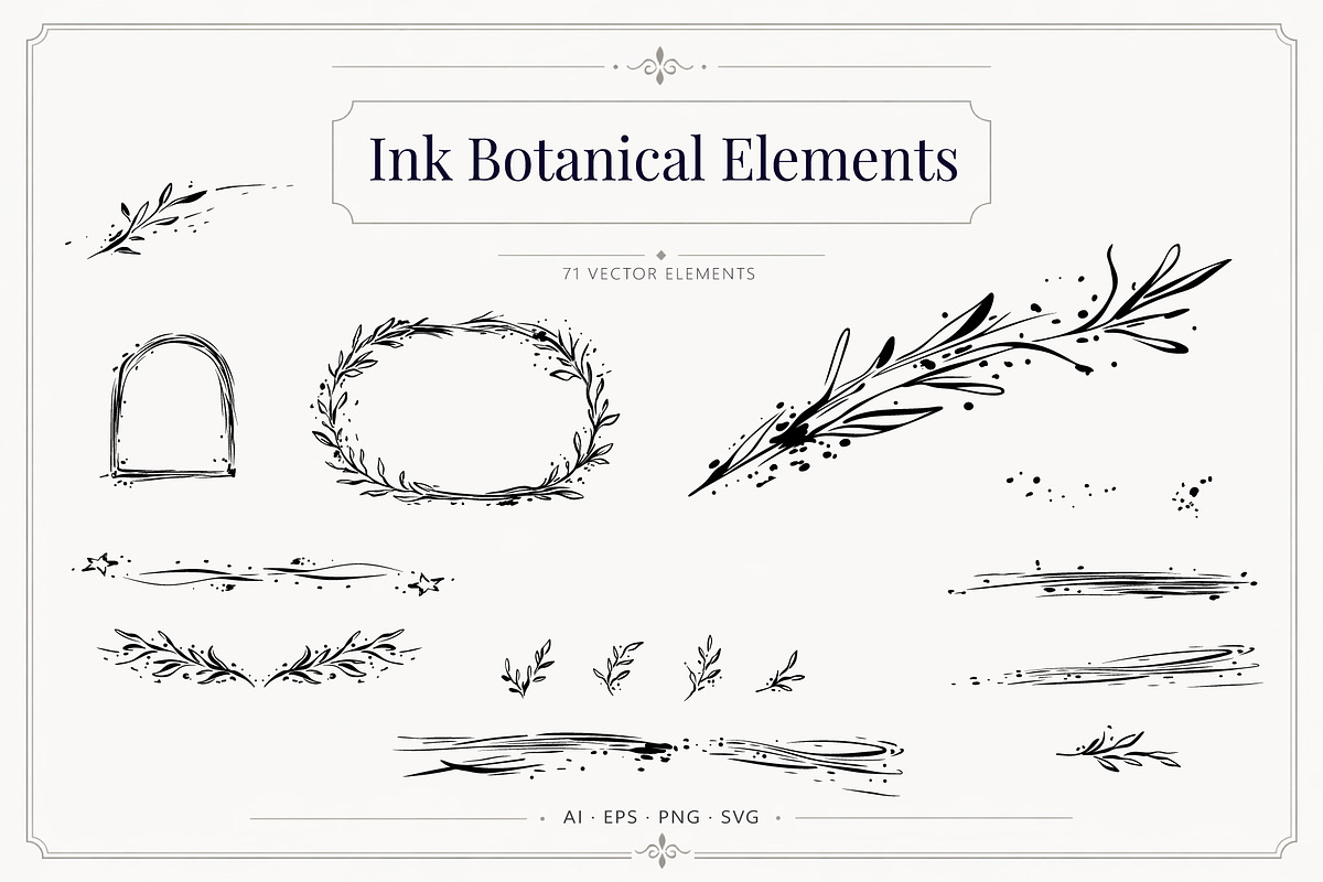 Ink Botanical Elements Vector Set, an Object Graphic by Christine Krahl (Photo 12 of 12)