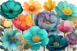 Whimsical garden of colorful abstract flowers with textured peta, a Nature Photo by José Manuel Gelpi
