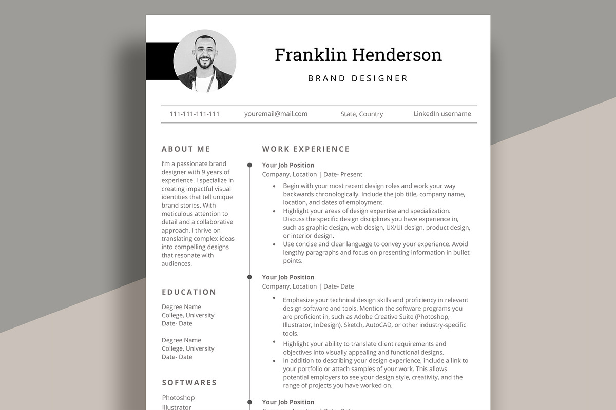 Creative Resume | CV for designer, a Resume Template by aivos (Photo 1 of 7)