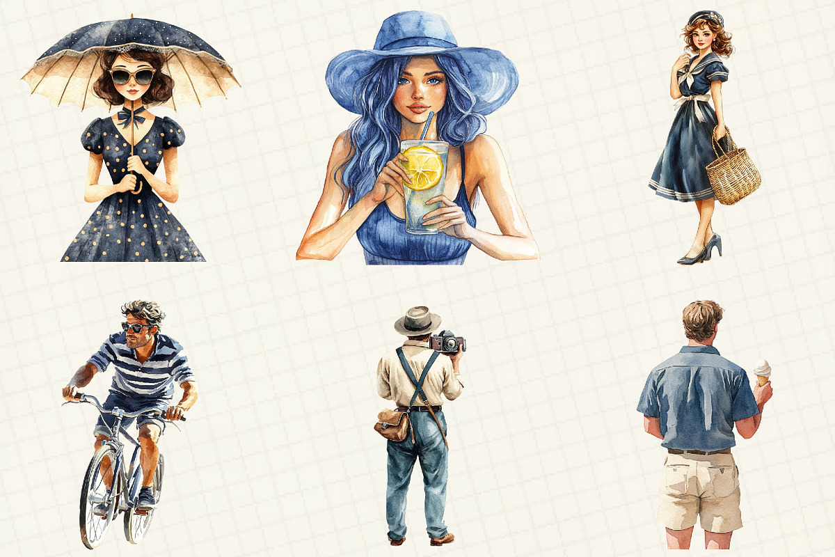 Navy Summer Outdoor Clipart, an Illustration by OK Design (Photo 3 of 5)