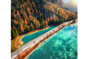 Aerial view of scenic road running, a Nature Photo by den-belitsky
