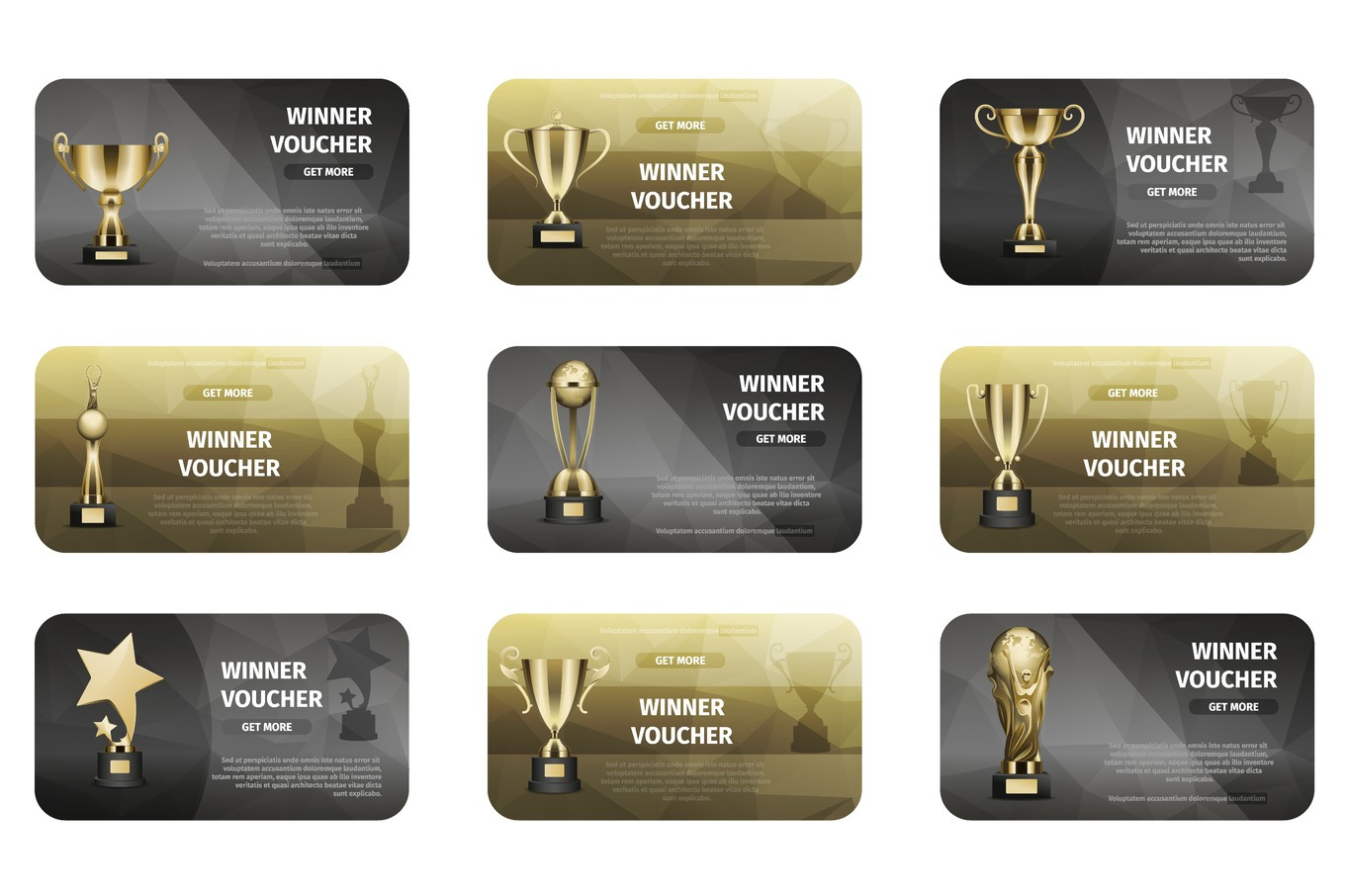 Winner Voucher Set in Golden and Silver Colors, an Object Graphic by ...